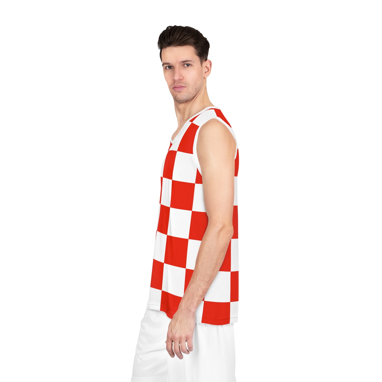 Red Checkerboard Basketball Jersey