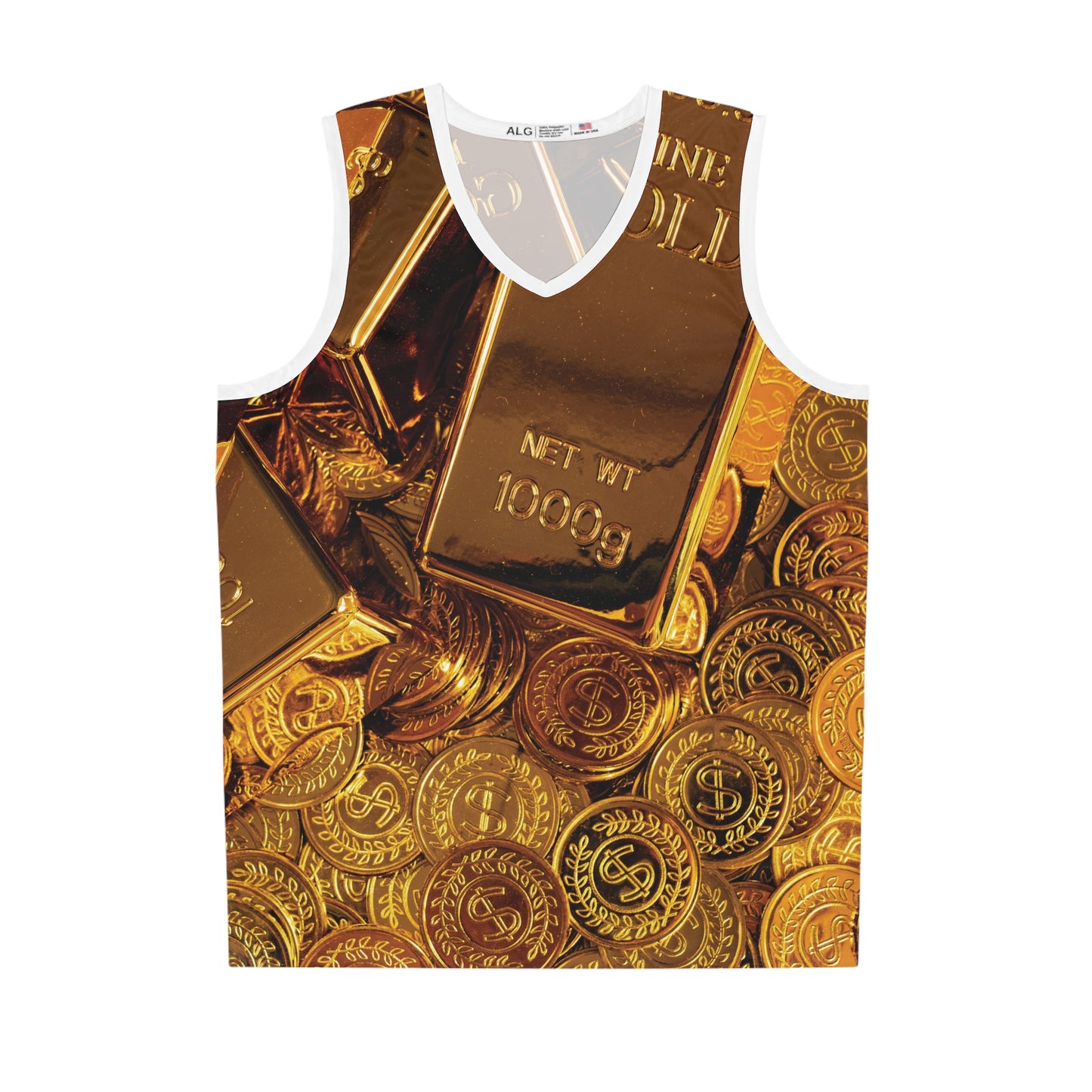 Gold Bars Gold Coins Basketball Jersey All Over Print