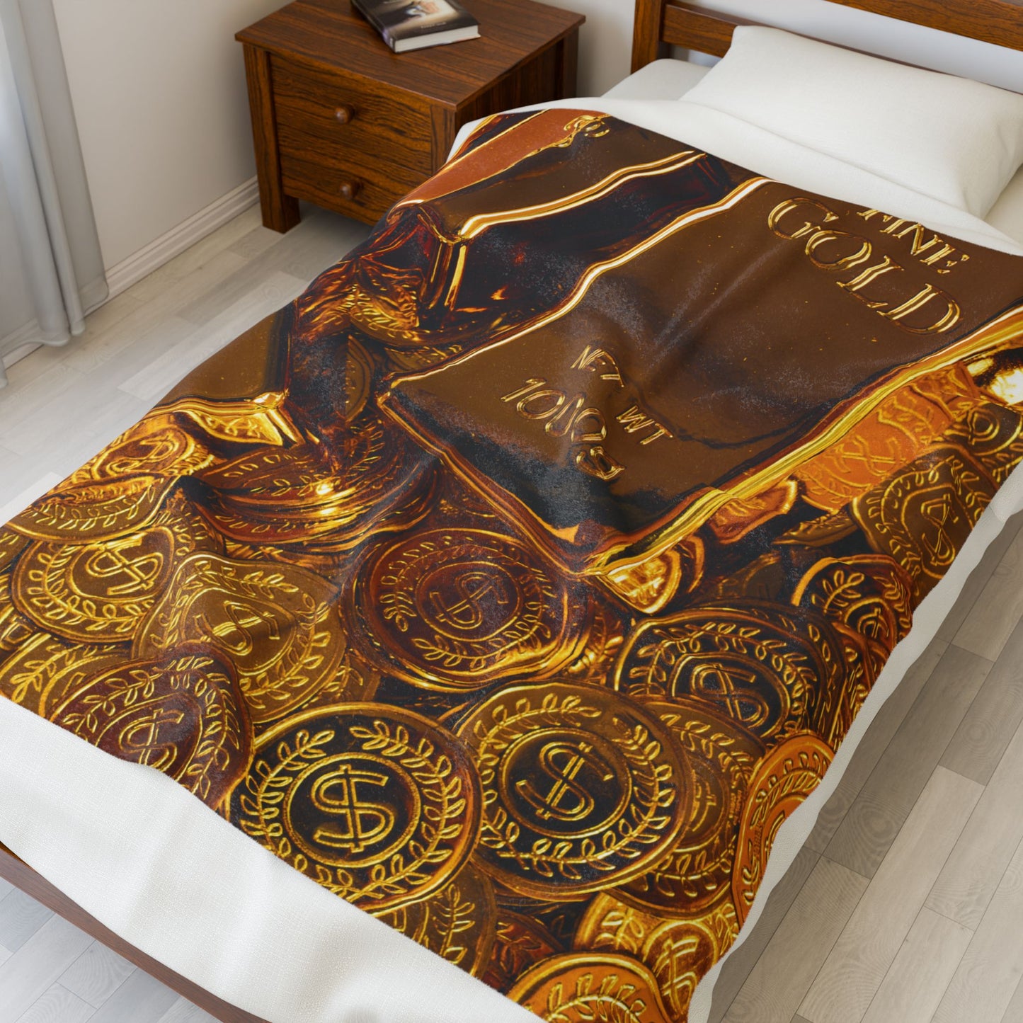 Gold Bar Velveteen Plush Blanket