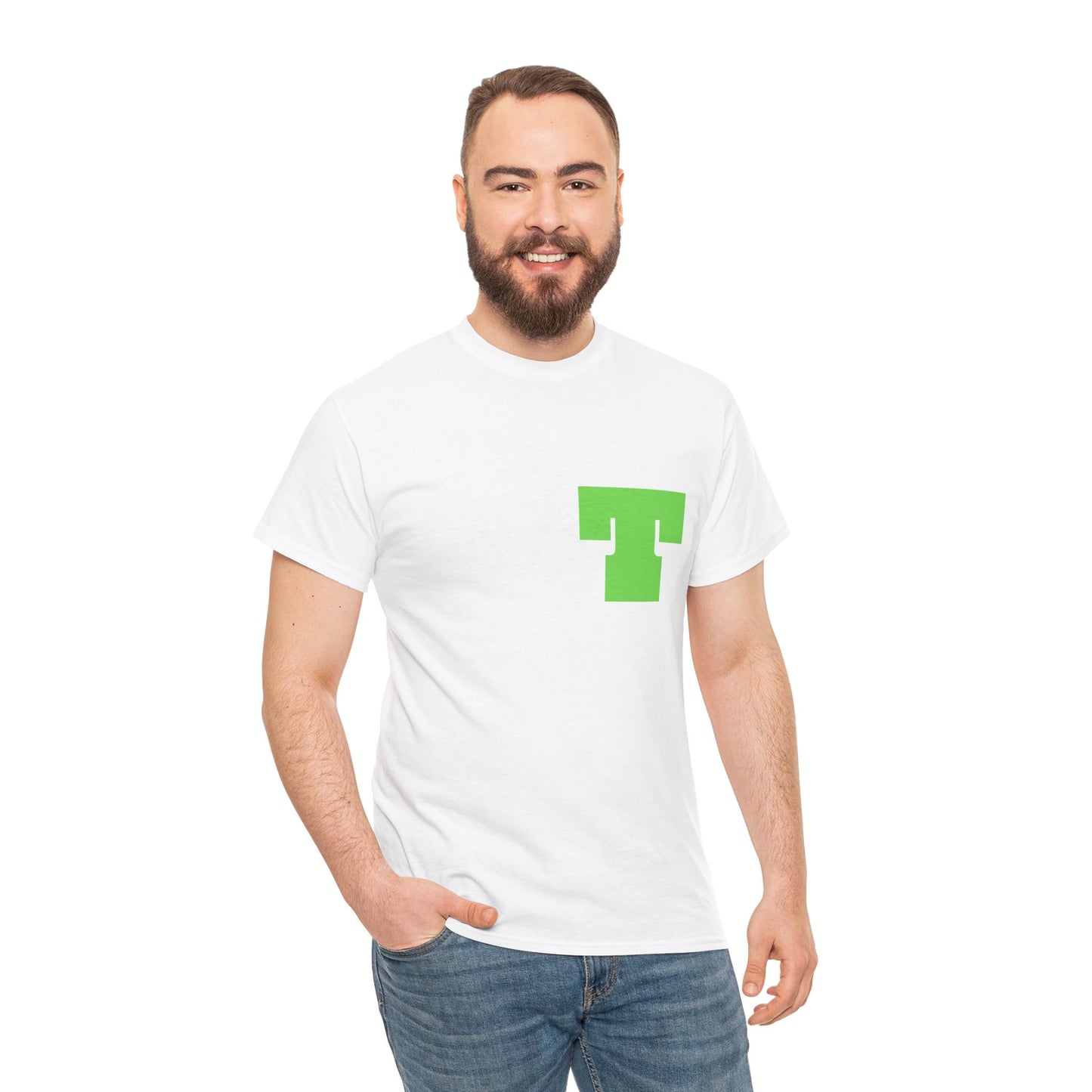 Unisex Heavy Cotton Tee with Bold Letter T | Casual Streetwear, Gift for Him/Her, Everyday Style, Birthday Apparel, Comfortable Tee
