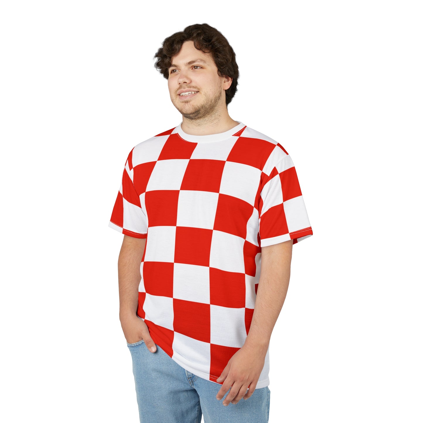 Vibrant Red Checkerboard Unisex Tee