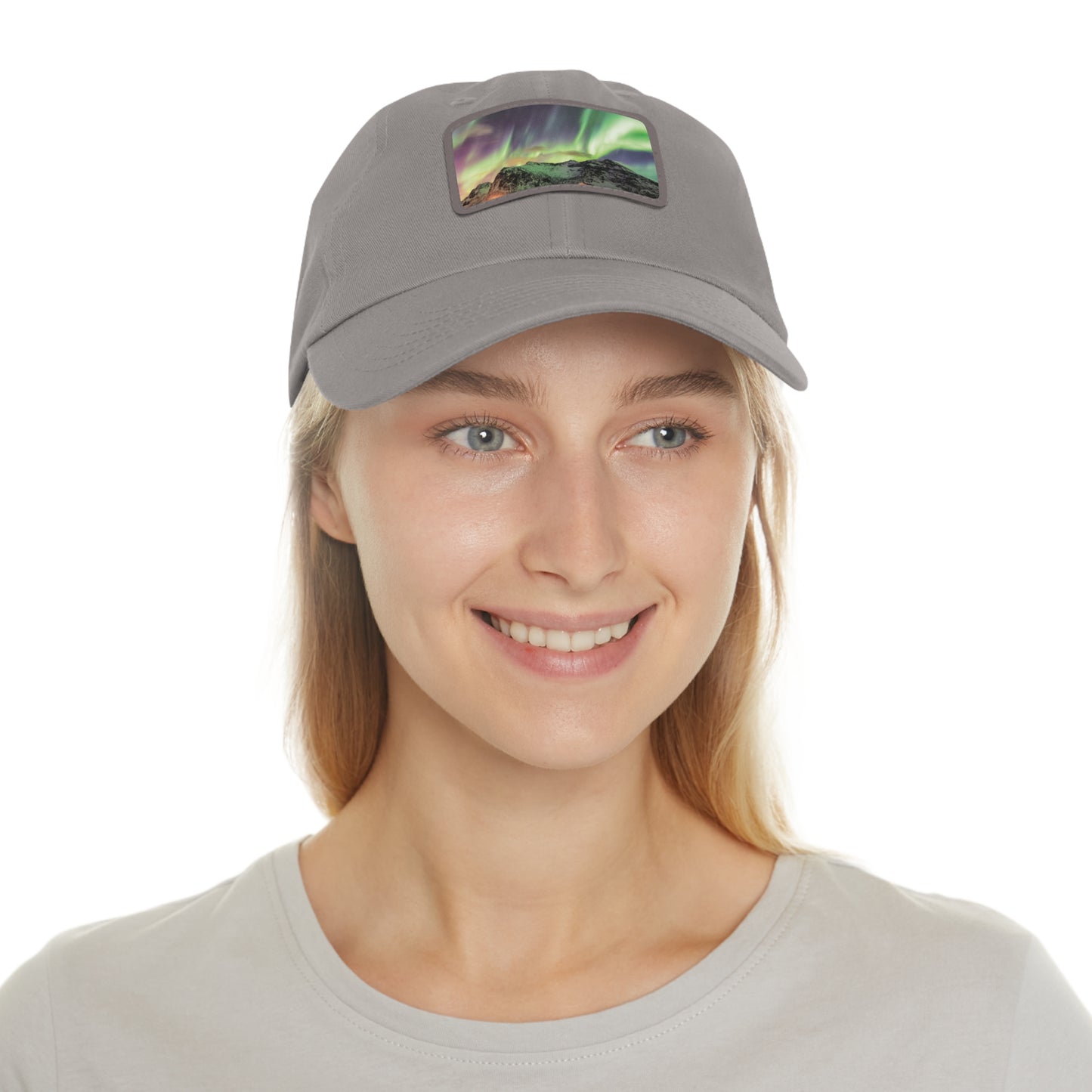 Northern Lights Dad Hat with Leather Patch (Rectangle)
