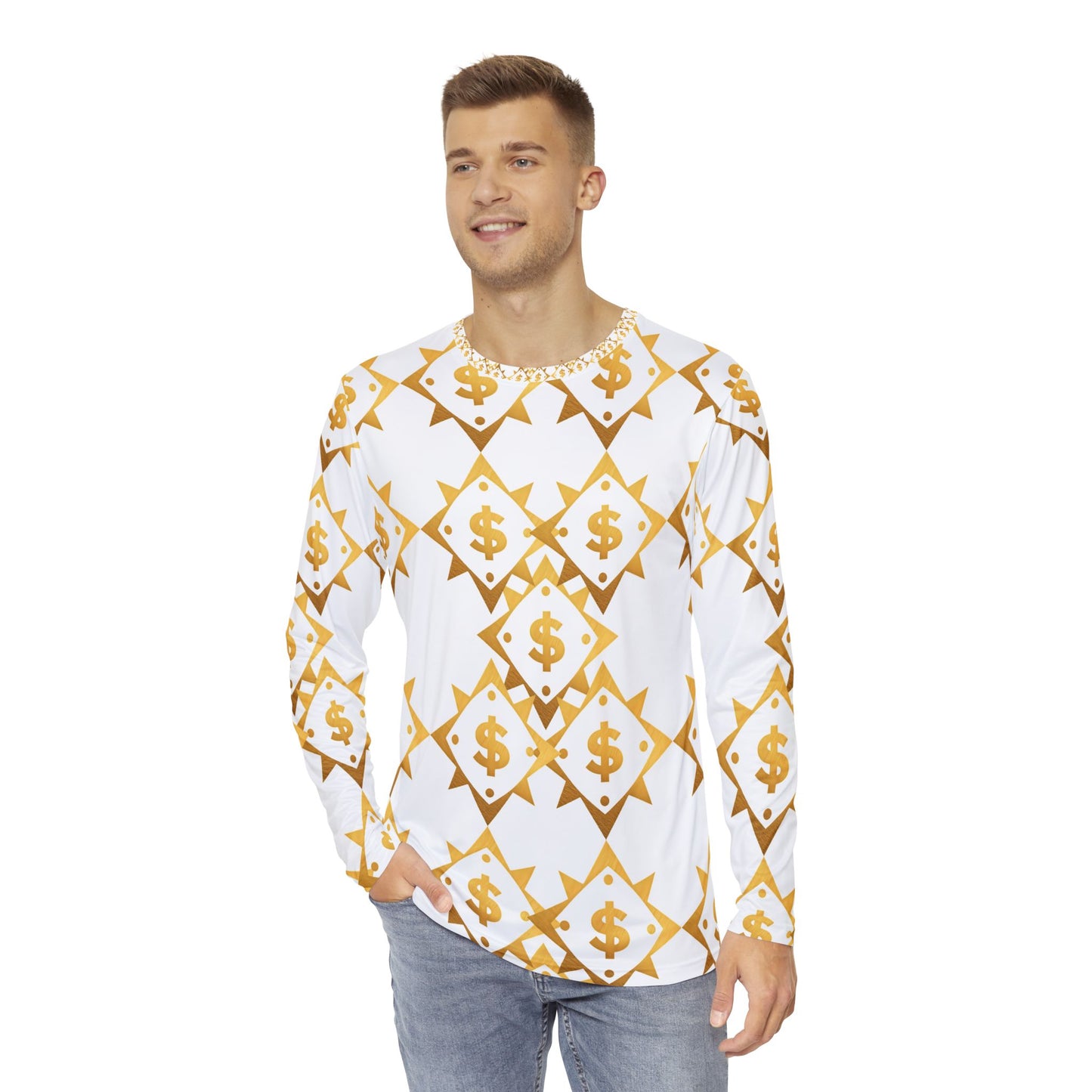 Gold Money Print Long Sleeve Shirt