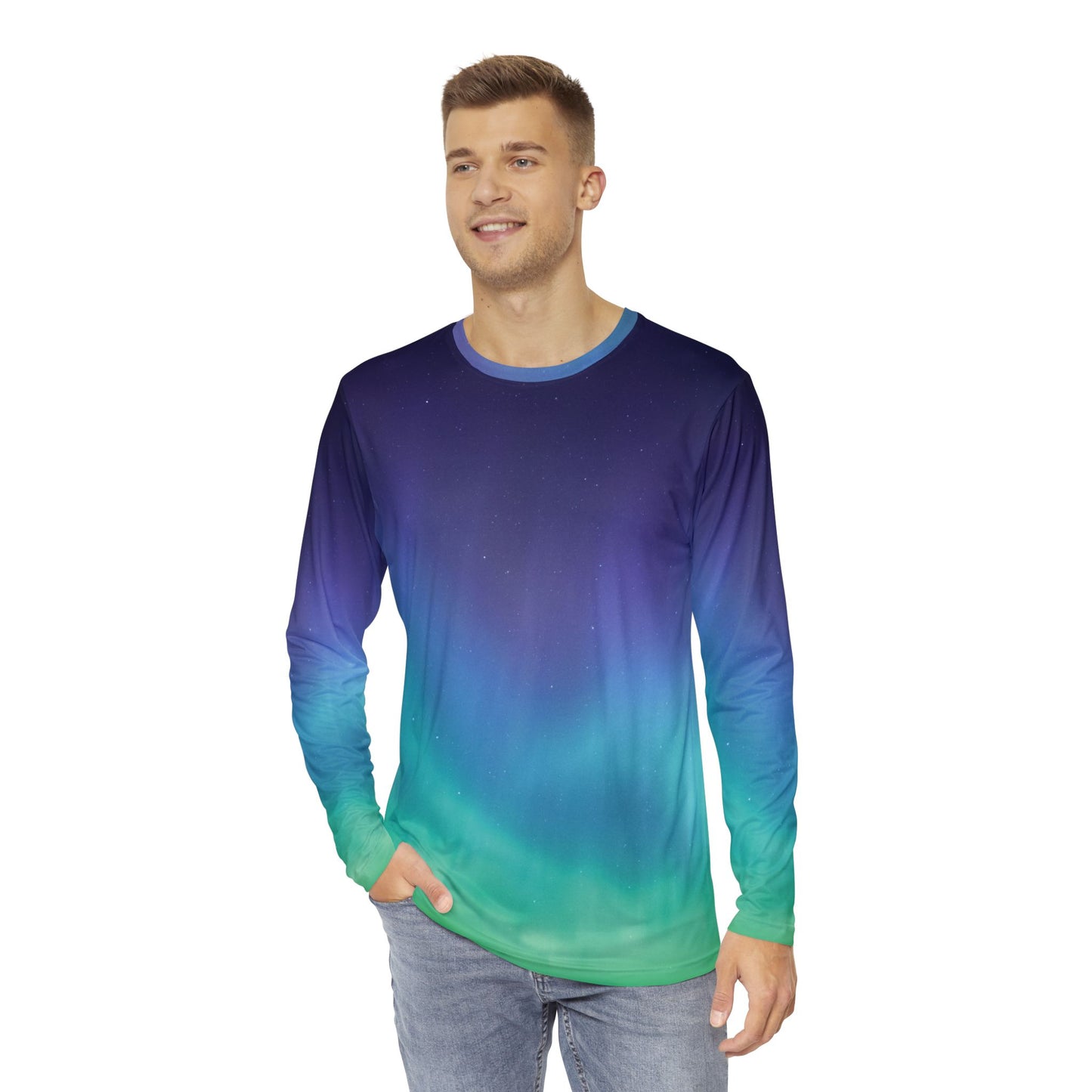 Northern Lights Shirt, Long Sleeve Shirt, Polyester, Nature Lover Design