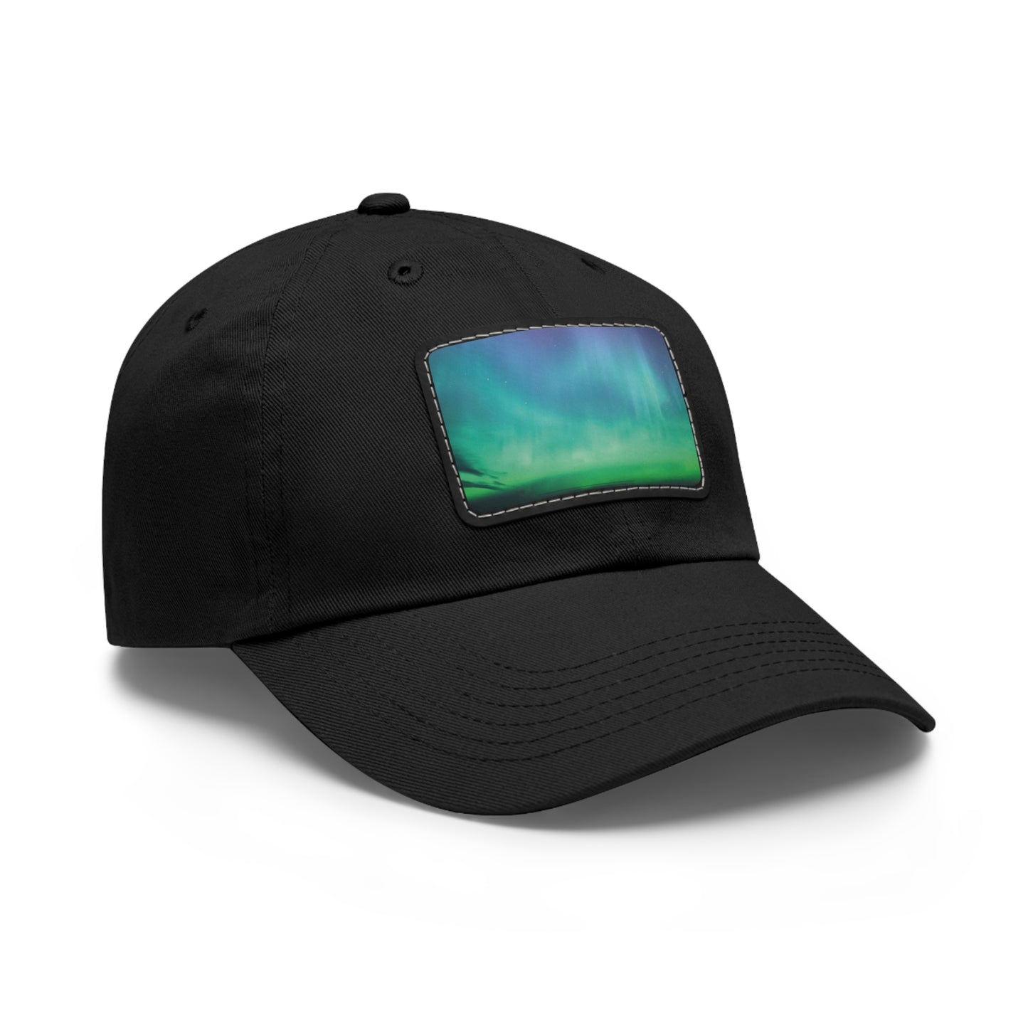 The Northern Lights Dad Hat with Leather Patch (Rectangle)