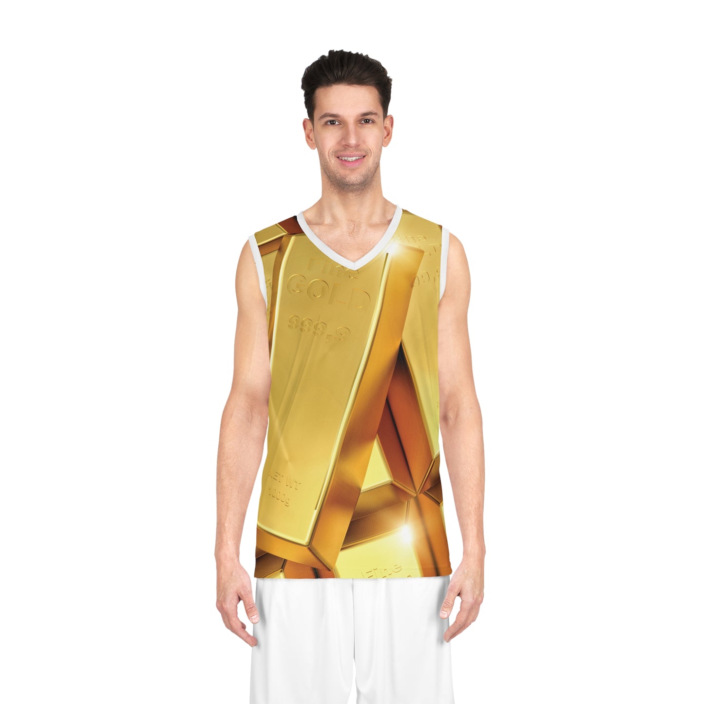 Gold Bars Basketball Jersey All Over Print