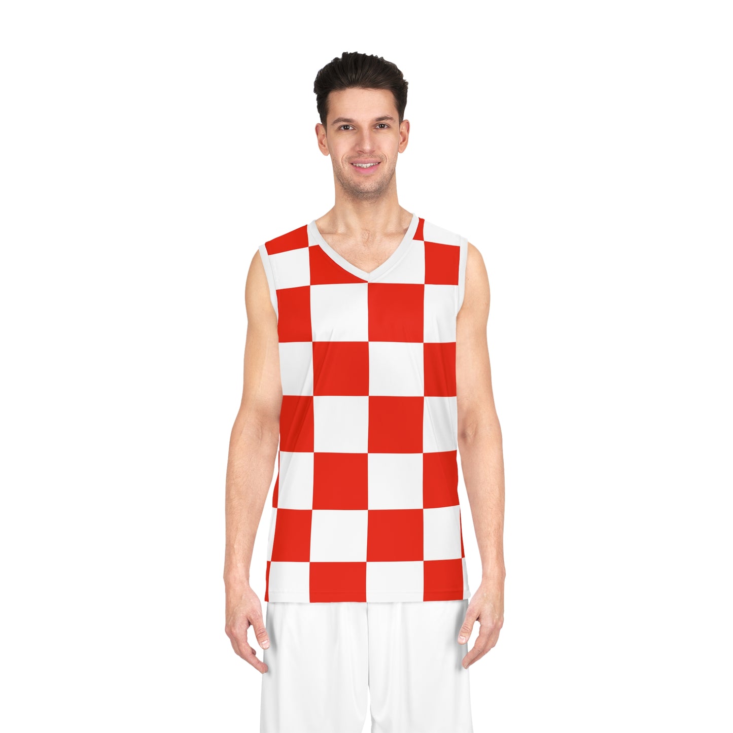 Red Checkerboard Basketball Jersey