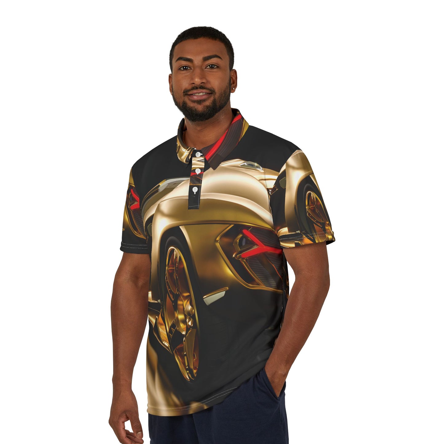 Gold Car Unisex Polo Shirt (AOP)