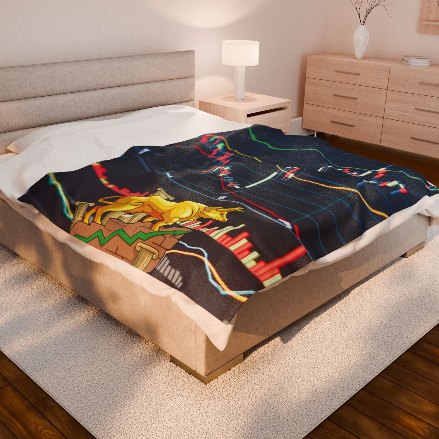 Stock Market Velveteen Plush Blanket