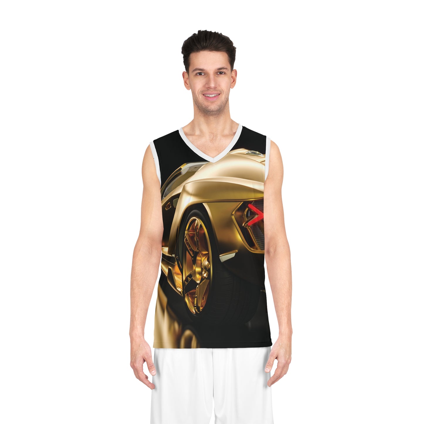 Gold Car Basketball Jersey All Over Print