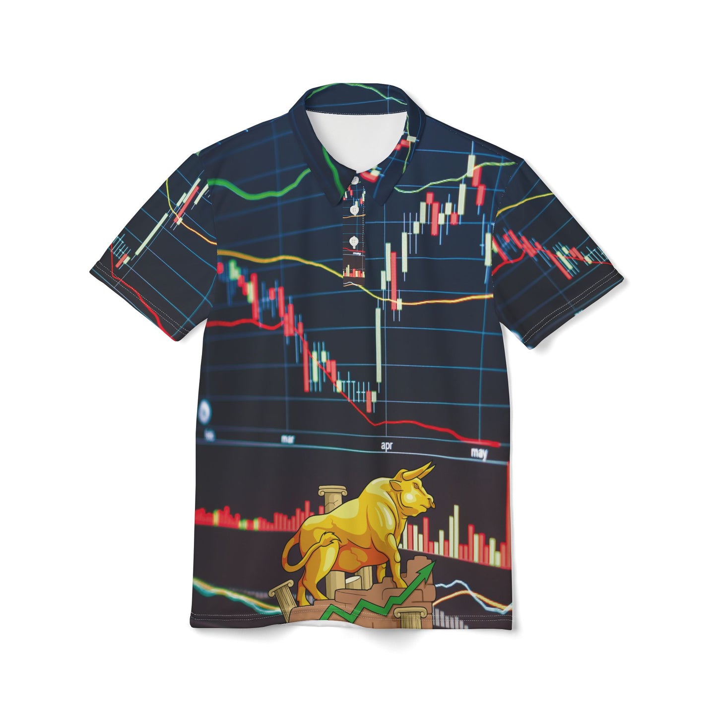 Bull Stock Market Chart Polo Shirt All Over Print
