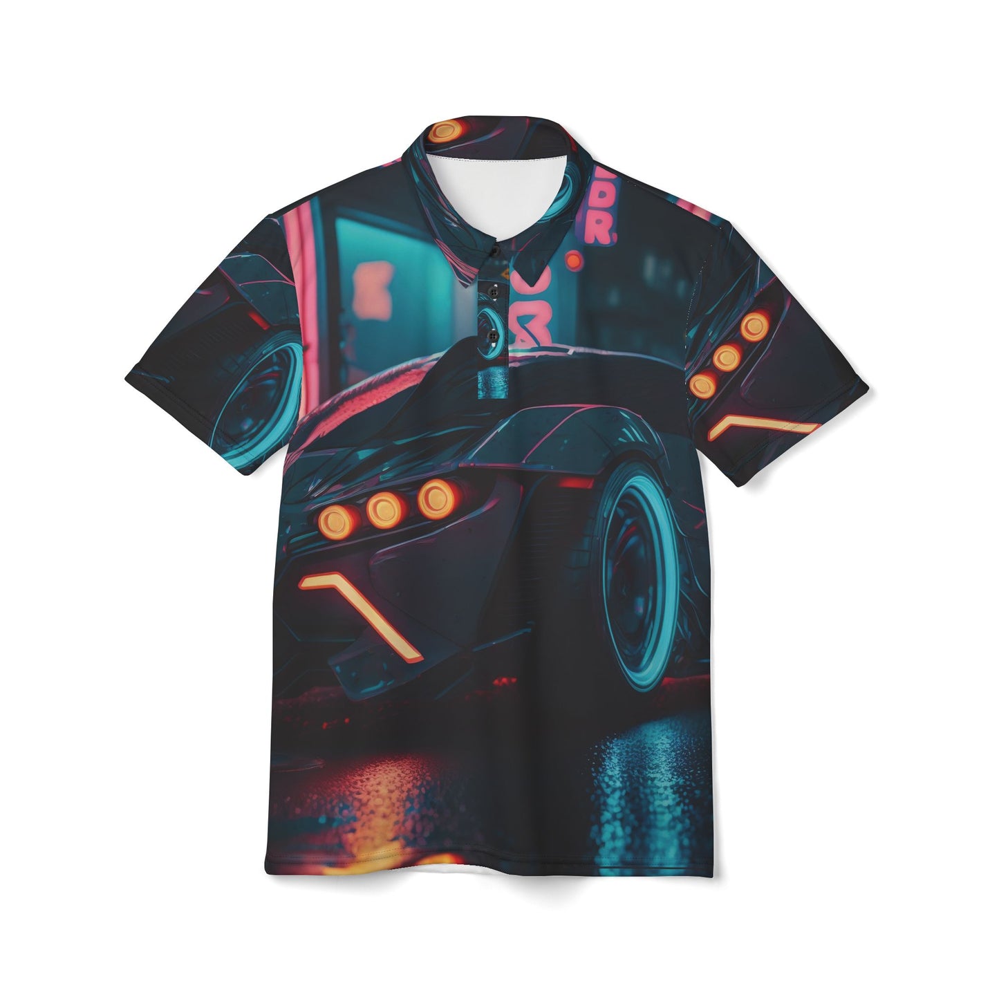 Neon Car Unisex Polo Shirt (AOP)