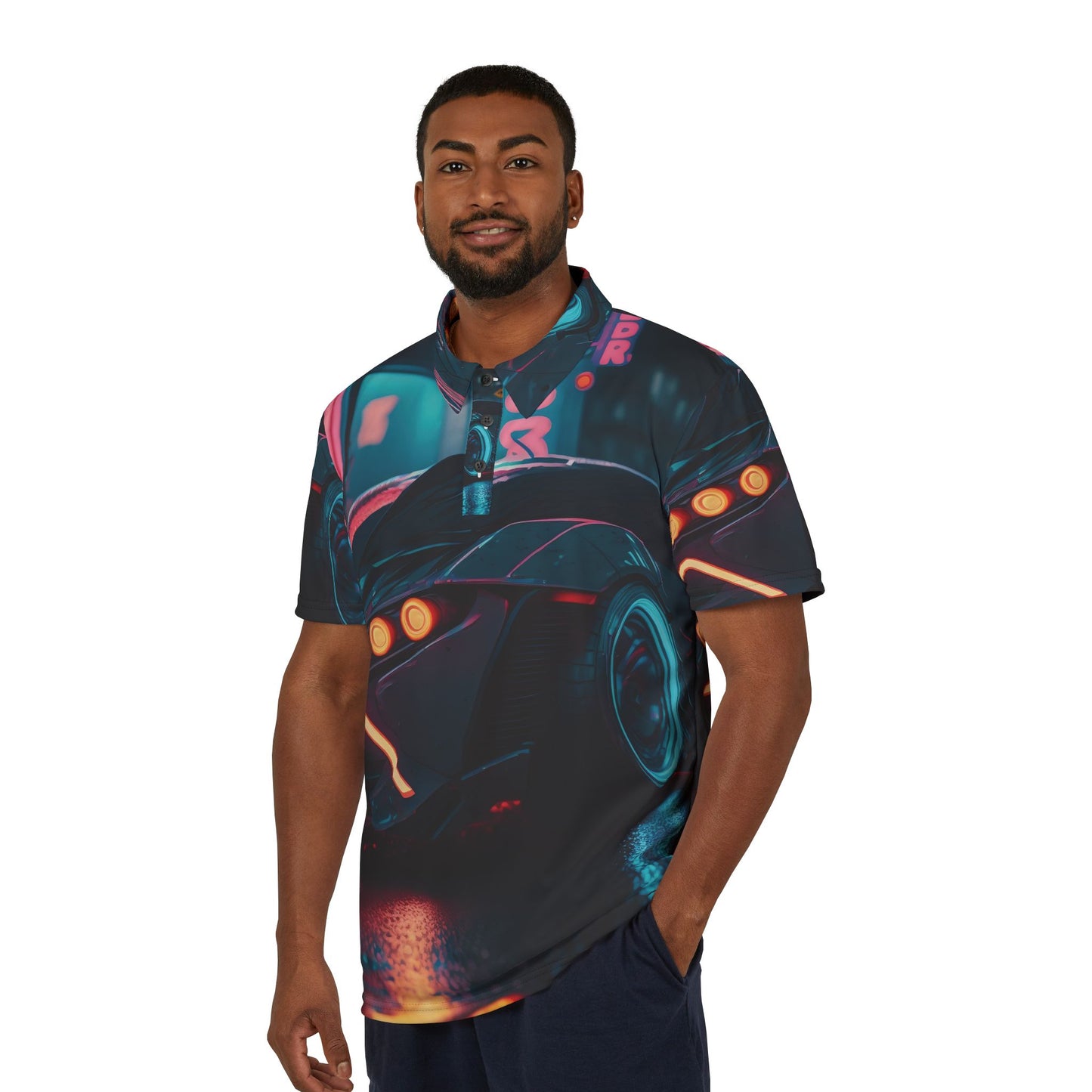 Neon Car Unisex Polo Shirt (AOP)