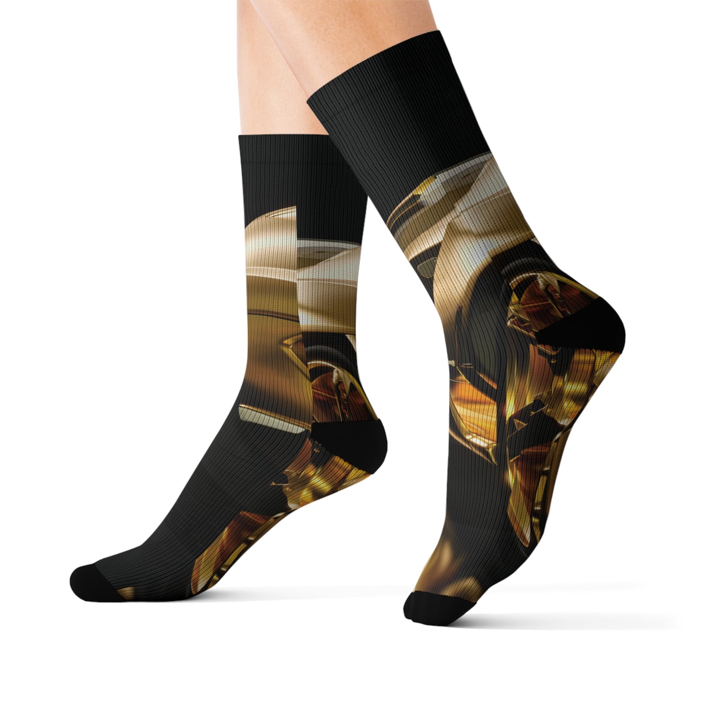 Gold Car Sublimation Socks