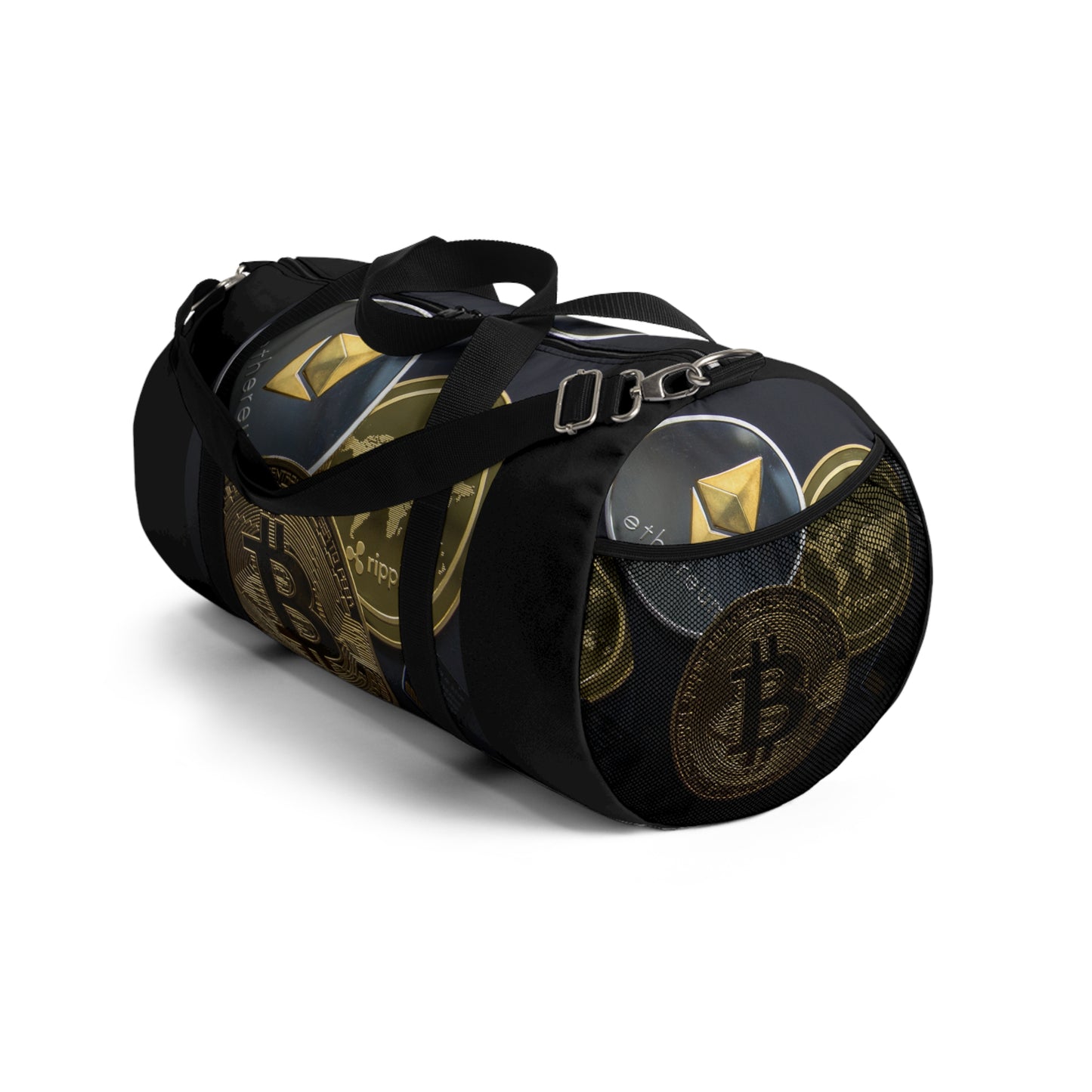 Cryptocurrency Duffel Bag with Bitcoin Design