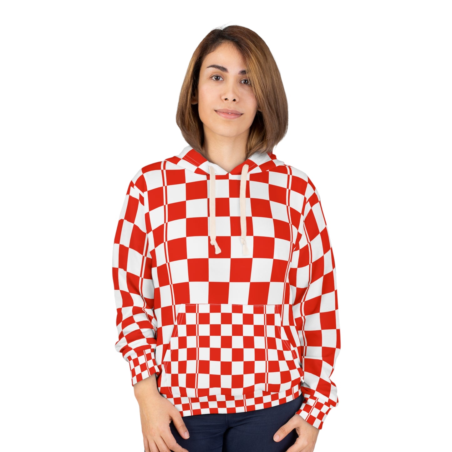 Red Checkerboard Pullover Hoodie