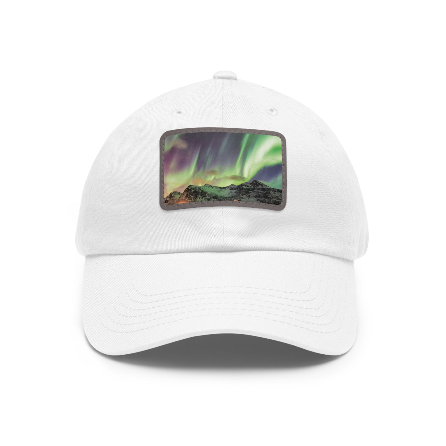 Northern Lights Dad Hat with Leather Patch (Rectangle)