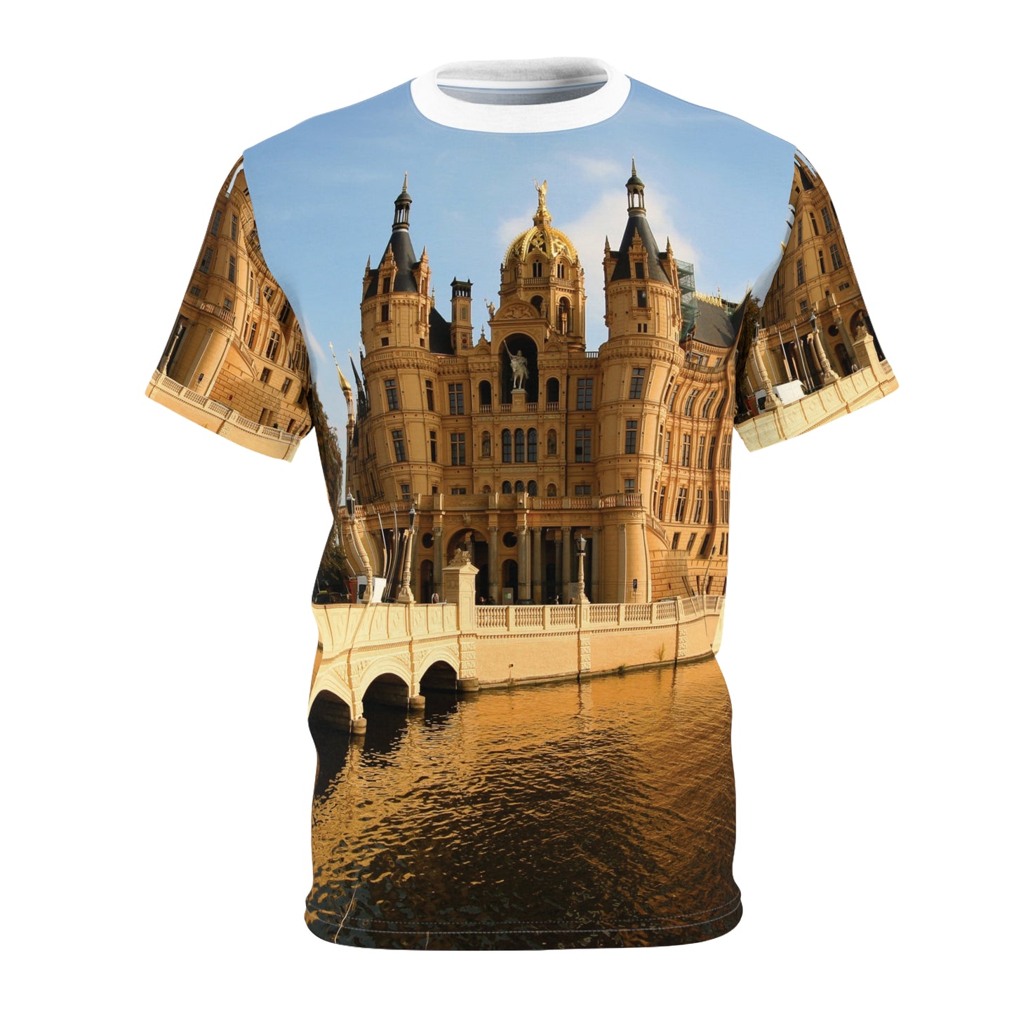 Castle All Over Print T-Shirt, Graphic Tee, Polyester