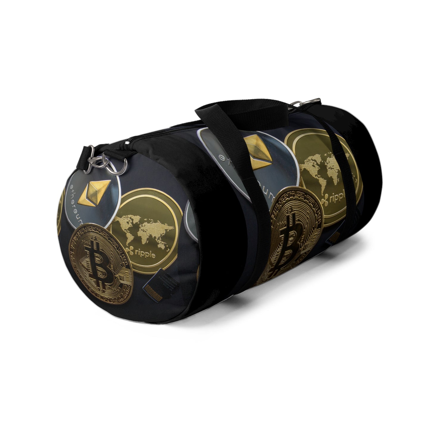 Cryptocurrency Duffel Bag with Bitcoin Design