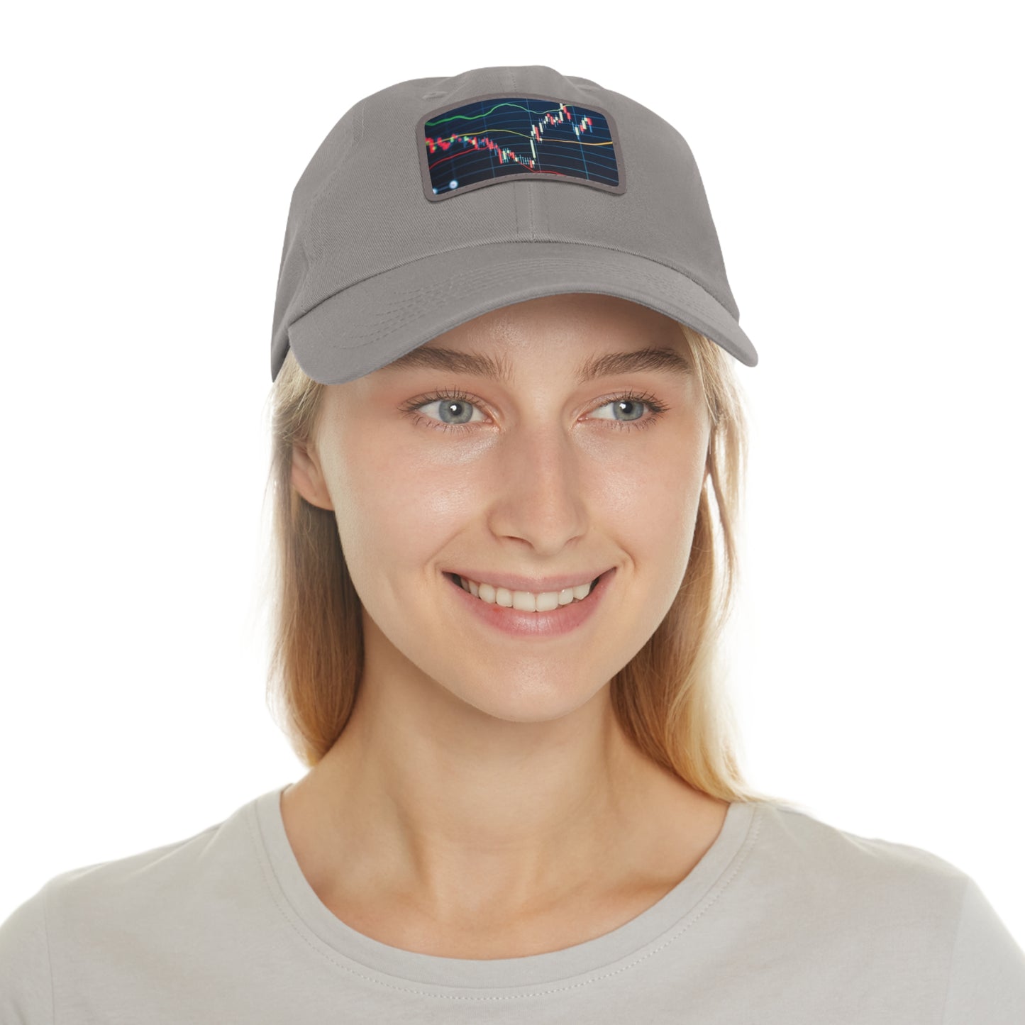 Stock Market Dad Hat with Leather Patch (Rectangle)