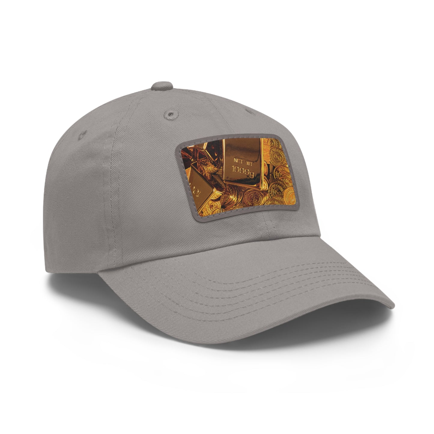 Gold Bar Dad Hat with Leather Patch (Rectangle)