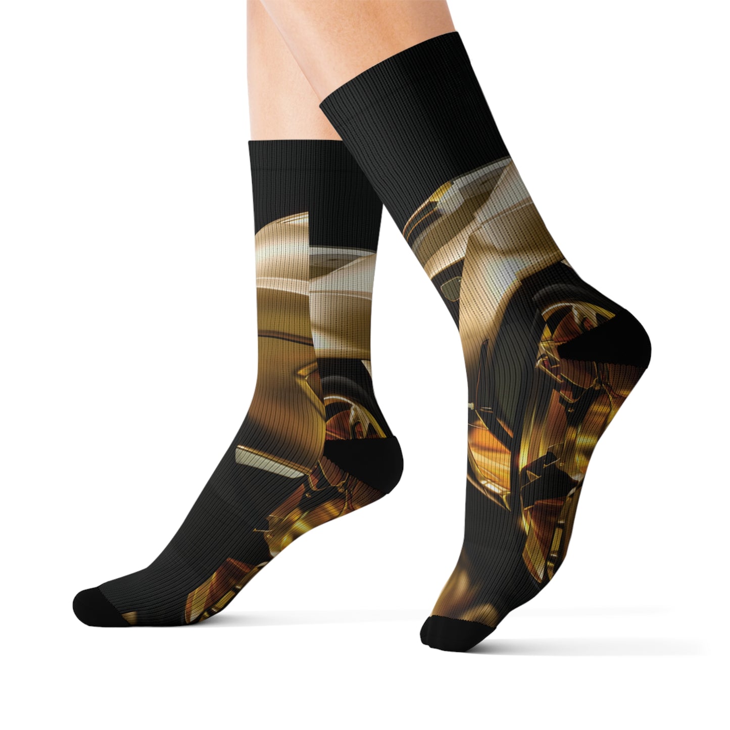 Gold Car Sublimation Socks