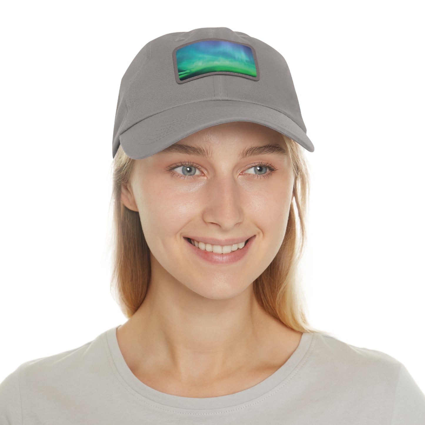 The Northern Lights Dad Hat with Leather Patch (Rectangle)
