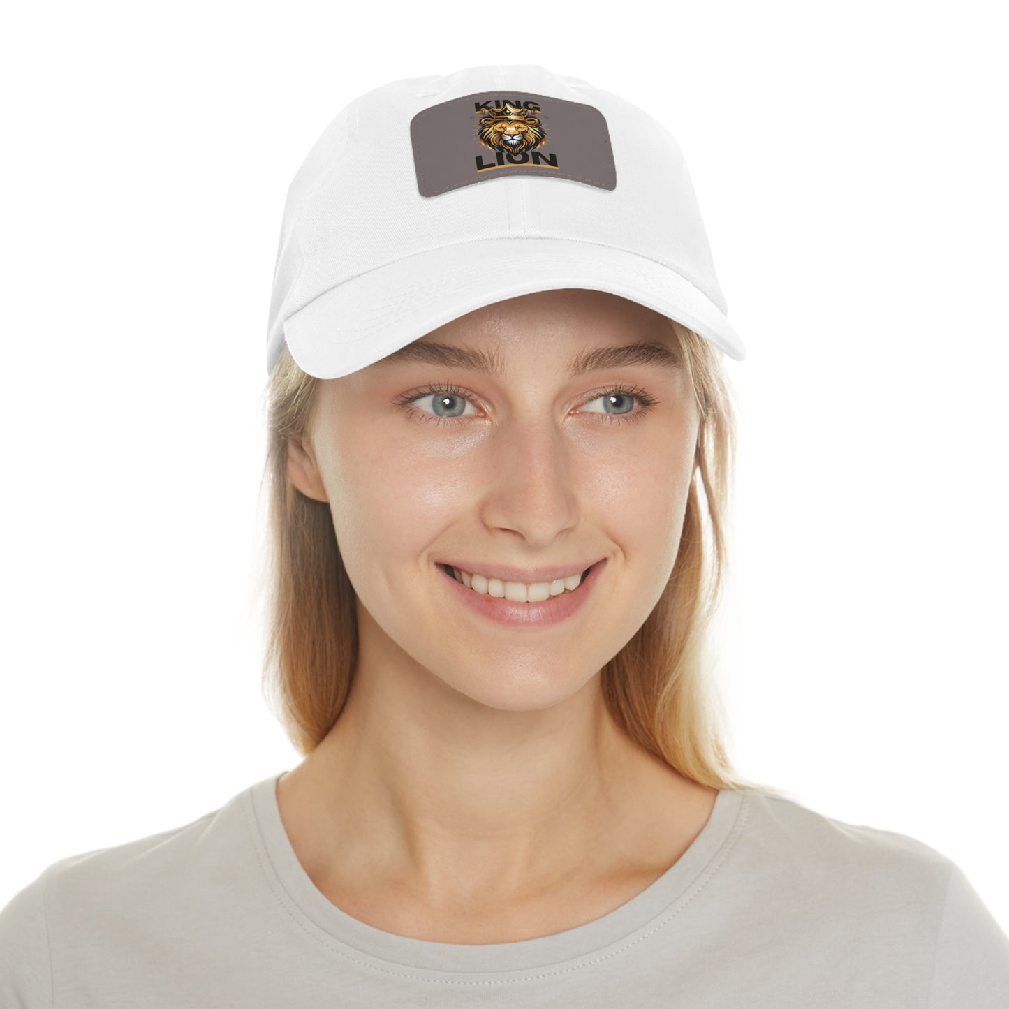 King Lion Dad Hat with Leather Patch (Rectangle)
