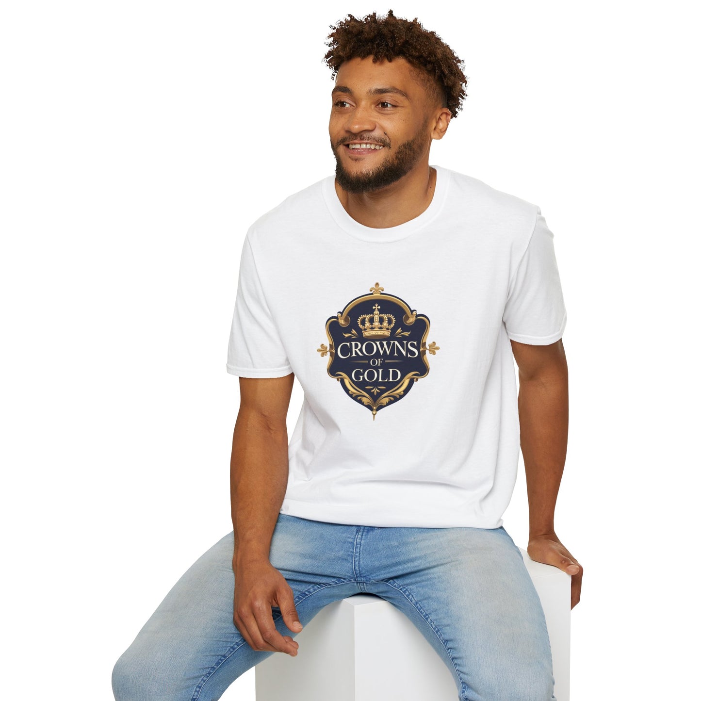 Crowns Of Gold Unisex Softstyle T-Shirt | Royalty Themed Tee for Celebrations, Gifts, Birthdays, Casual Wear, Everyday Style