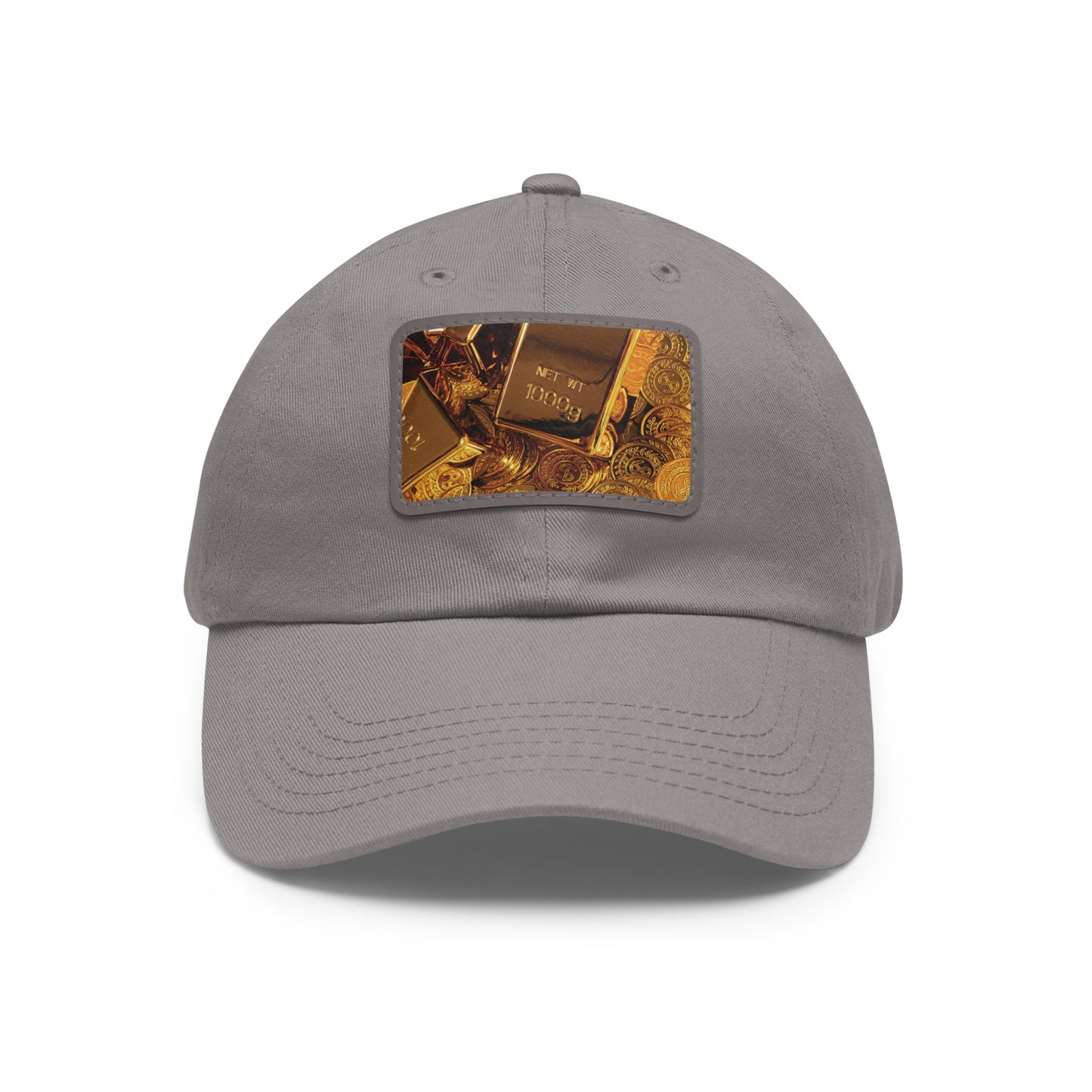 Gold Bar Dad Hat with Leather Patch (Rectangle)