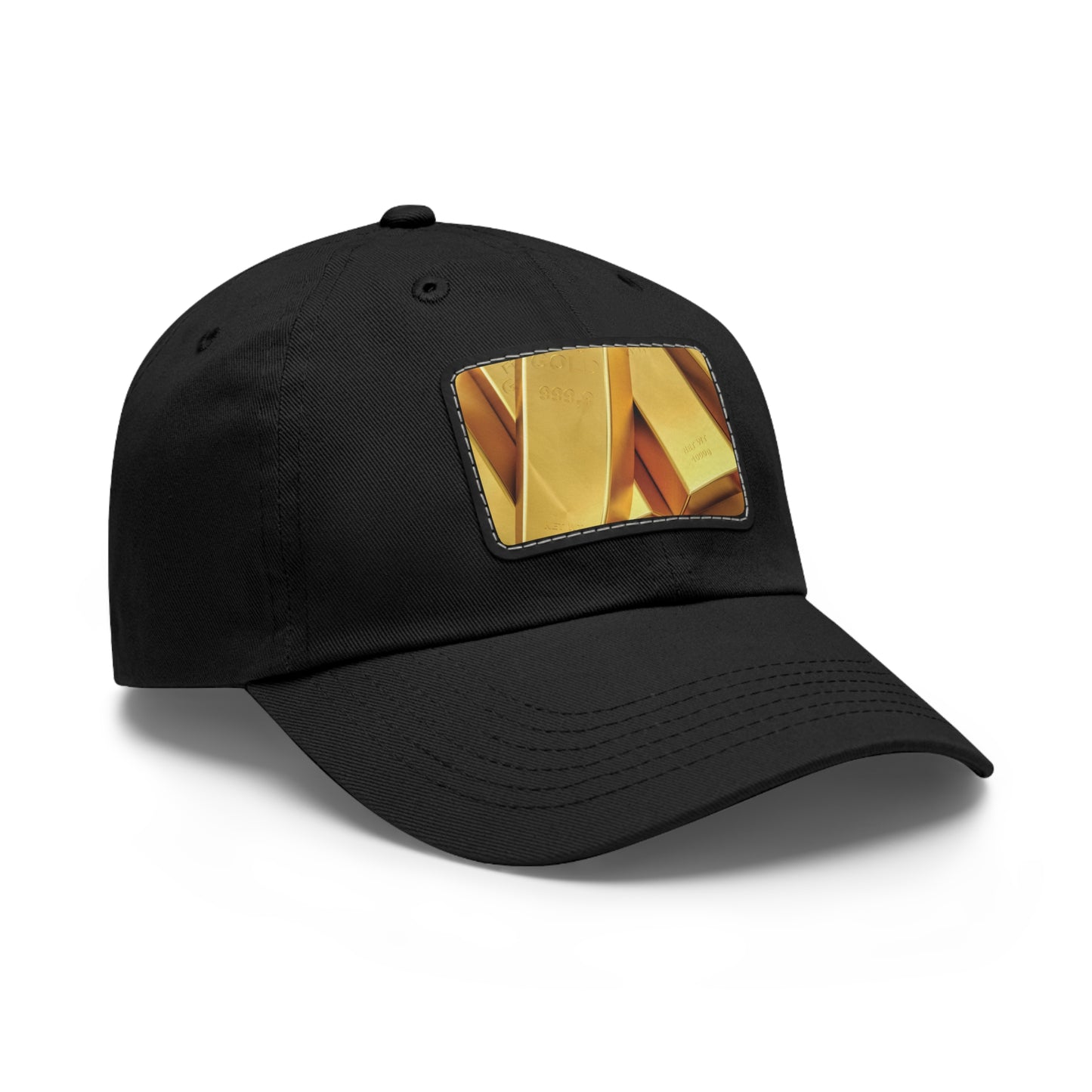 Fine Gold Dad Hat with Leather Patch (Rectangle)
