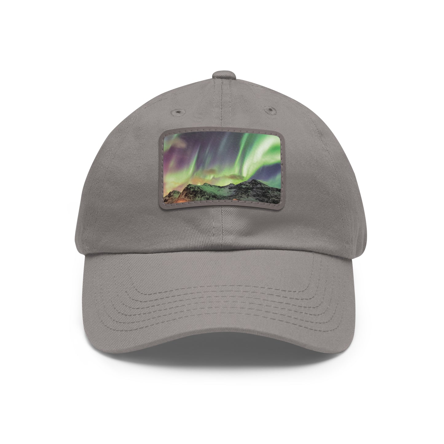 Northern Lights Dad Hat with Leather Patch (Rectangle)