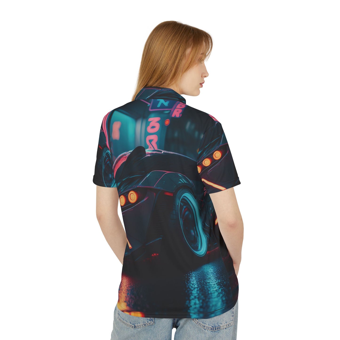 Neon Car Unisex Polo Shirt (AOP)