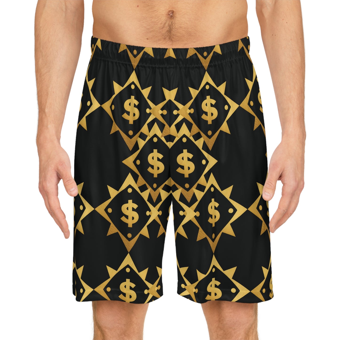 Gold $ Basketball Shorts (AOP)