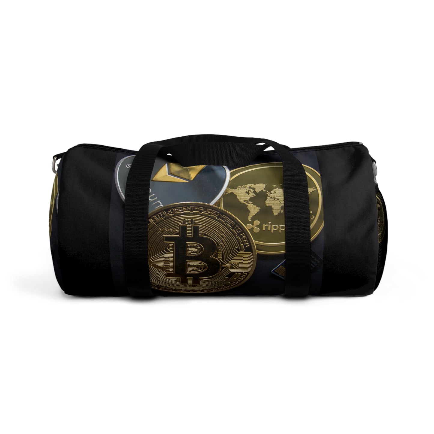 Cryptocurrency Duffel Bag with Bitcoin Design