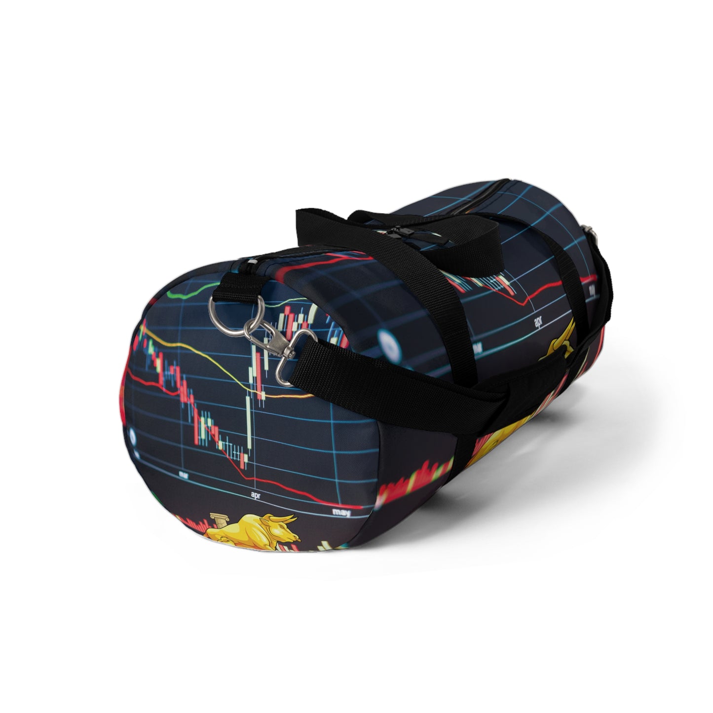 Stock Market Duffel Stock Chart Duffel Bag, Golden Bull Print