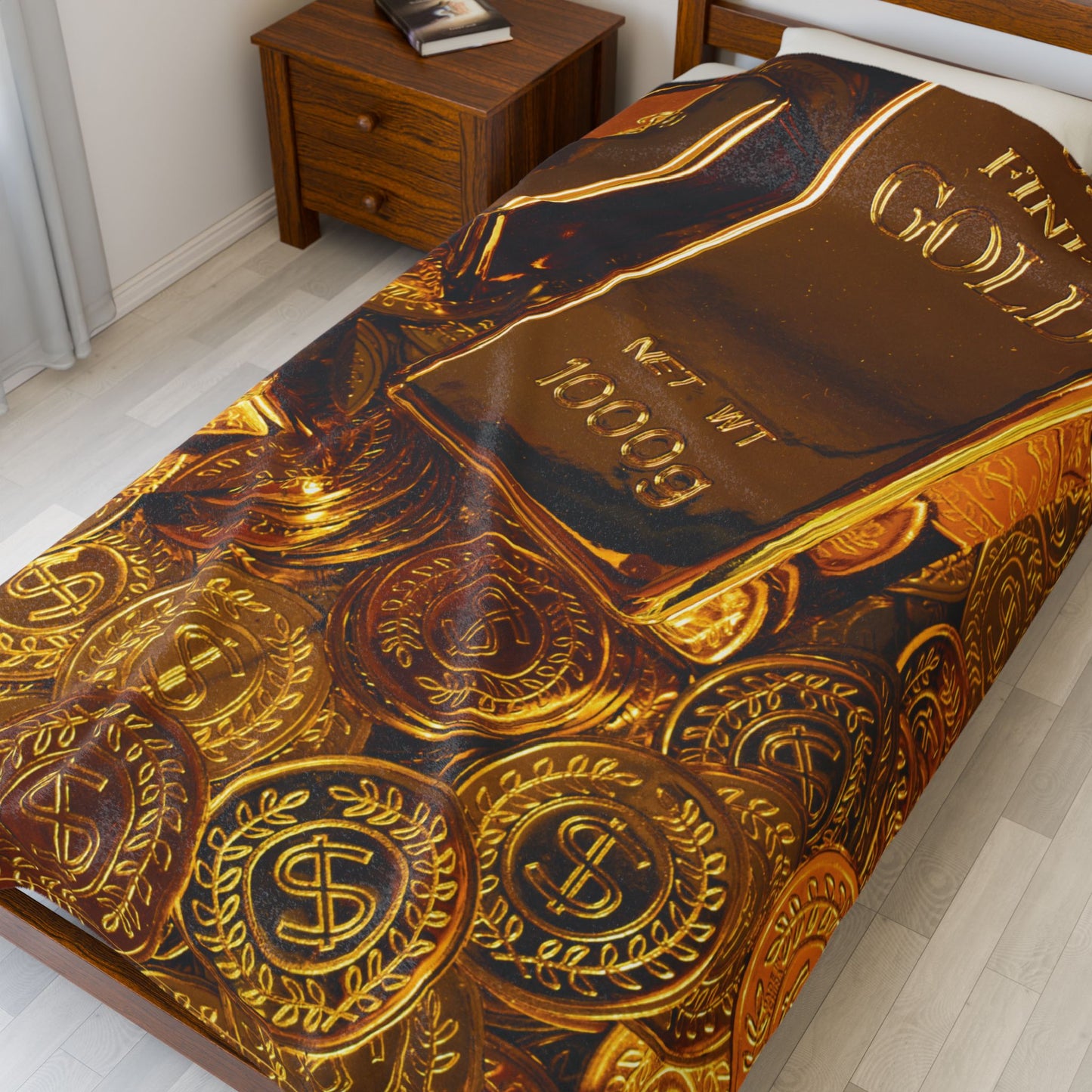 Gold Bar Velveteen Plush Blanket