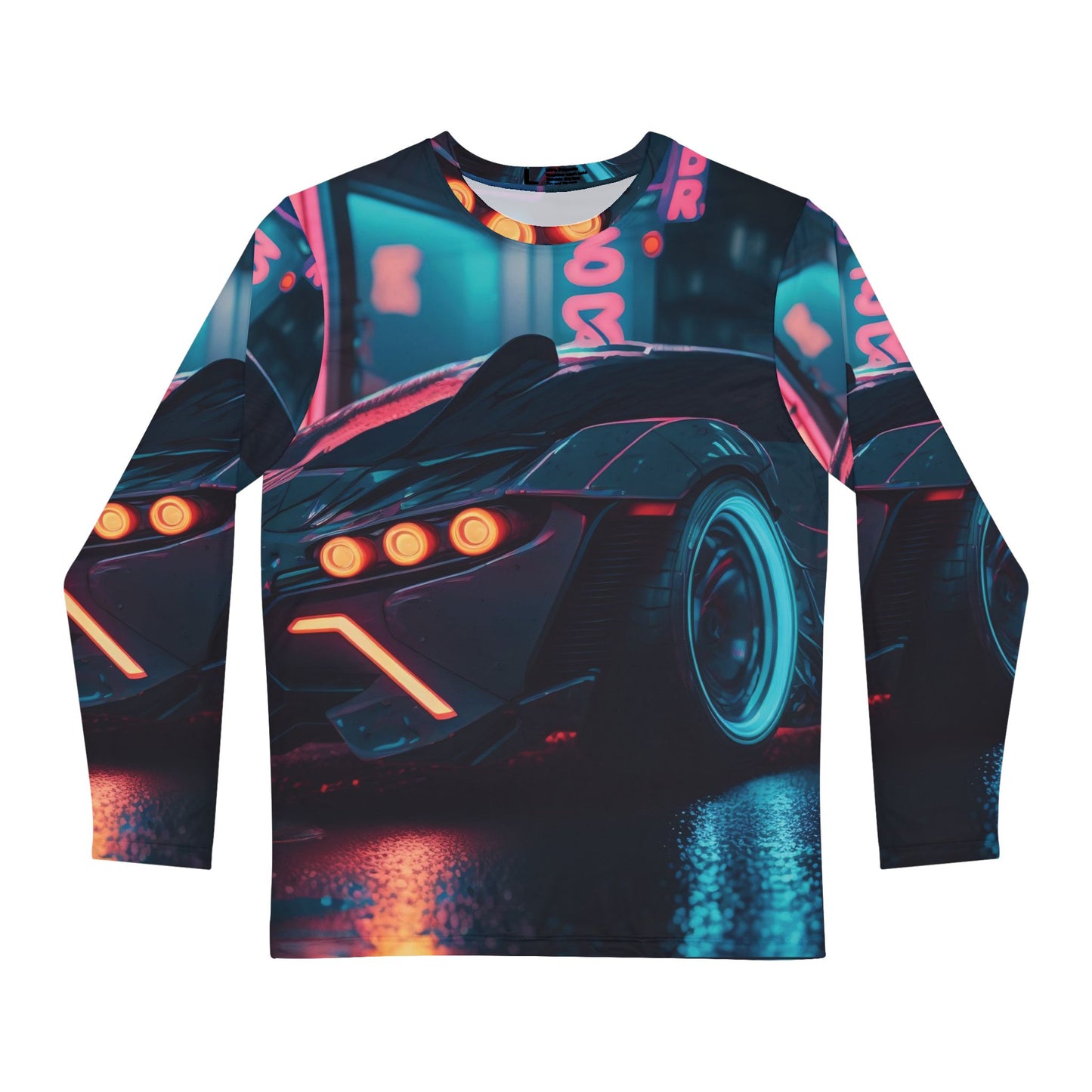 Neon Sports Car Shirt, Men's Long Sleeve Shirt, All Over Print
