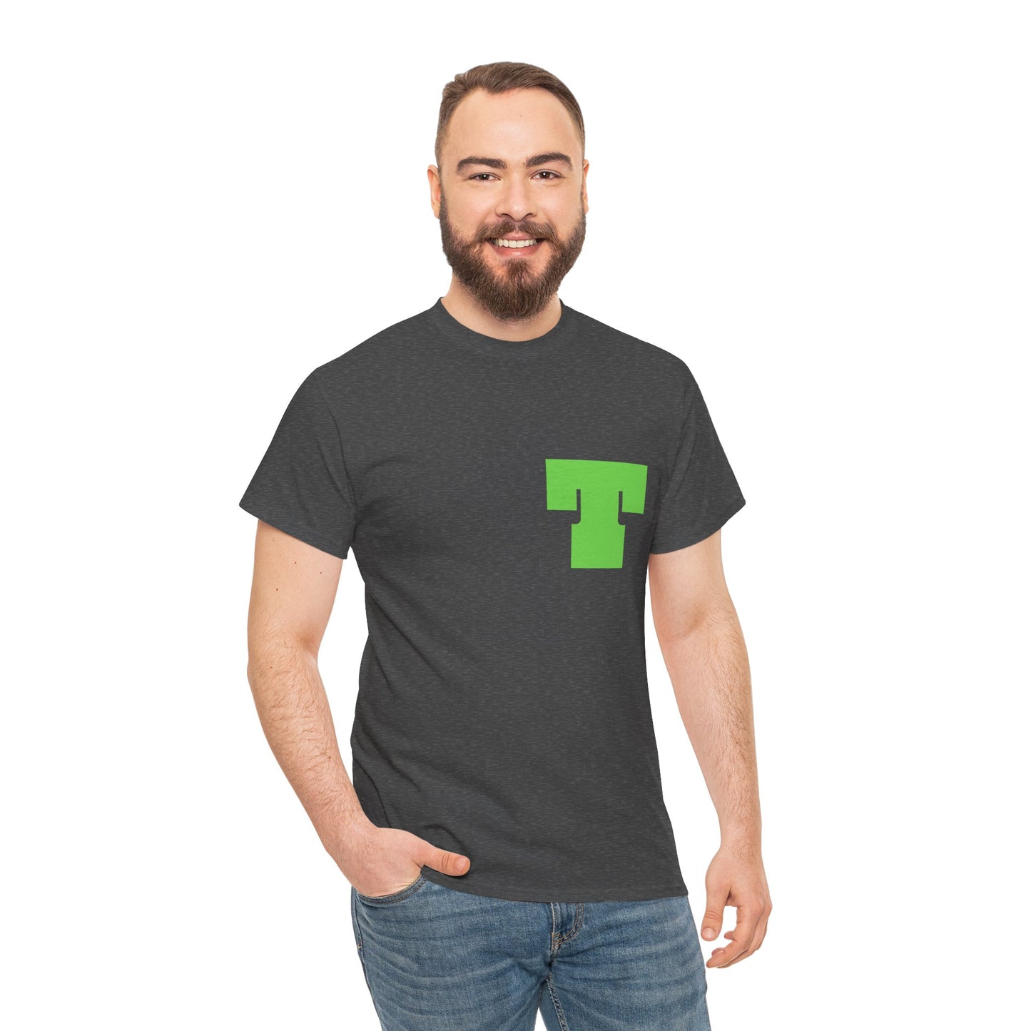 Unisex Heavy Cotton Tee with Bold Letter T | Casual Streetwear, Gift for Him/Her, Everyday Style, Birthday Apparel, Comfortable Tee
