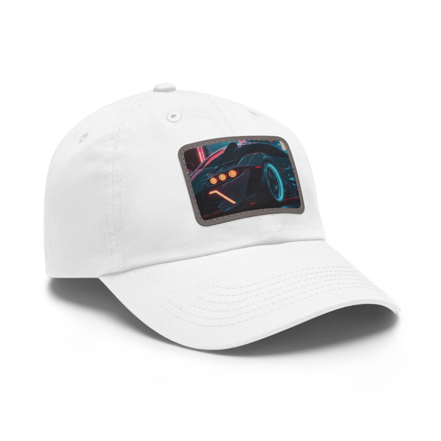 Neon Car Dad Hat with Leather Patch (Rectangle)
