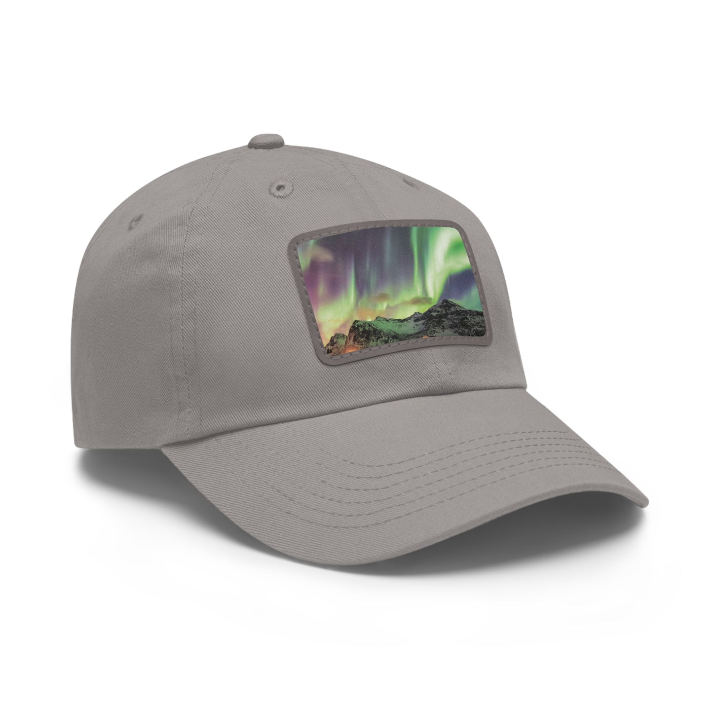 Northern Lights Dad Hat with Leather Patch (Rectangle)