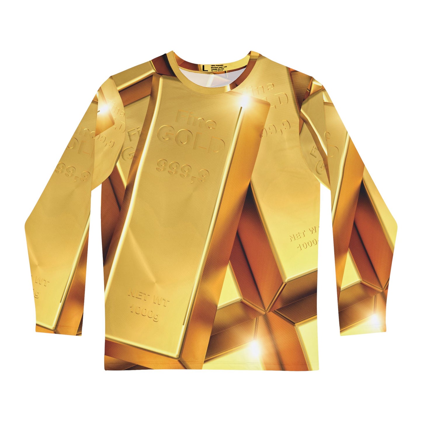 Gold Bars Men's Long Sleeve Shirt, All Over Print