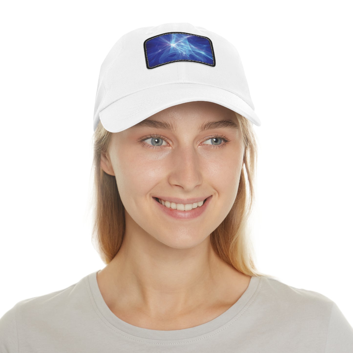 Blue Lights Dad Hat with Leather Patch (Rectangle)