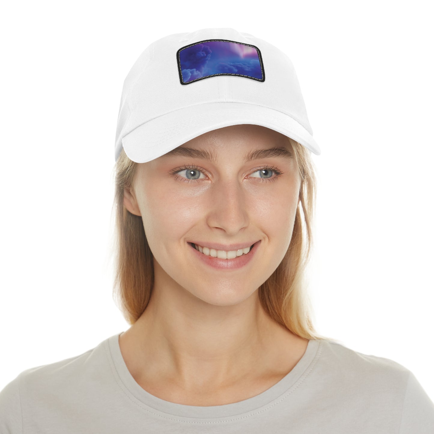 Clouds Dad Hat with Leather Patch (Rectangle)