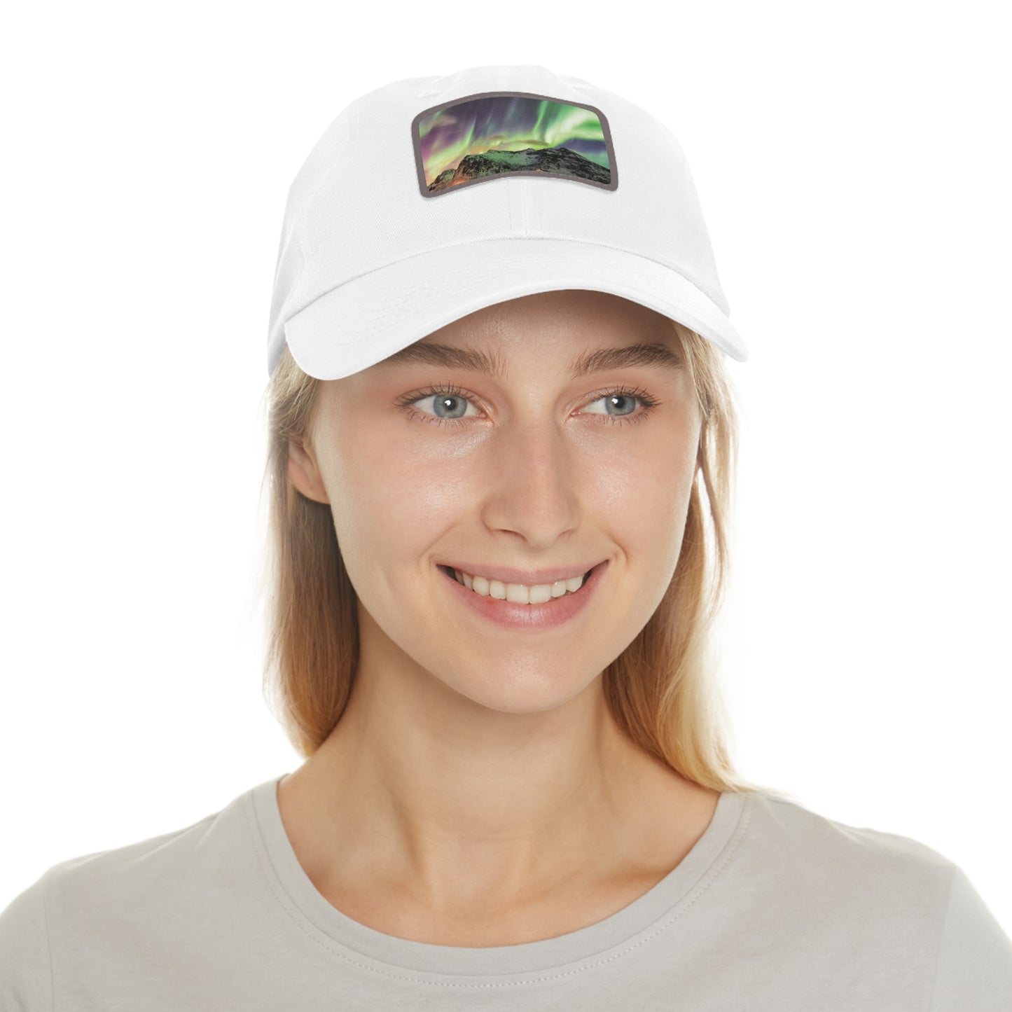 Northern Lights Dad Hat with Leather Patch (Rectangle)