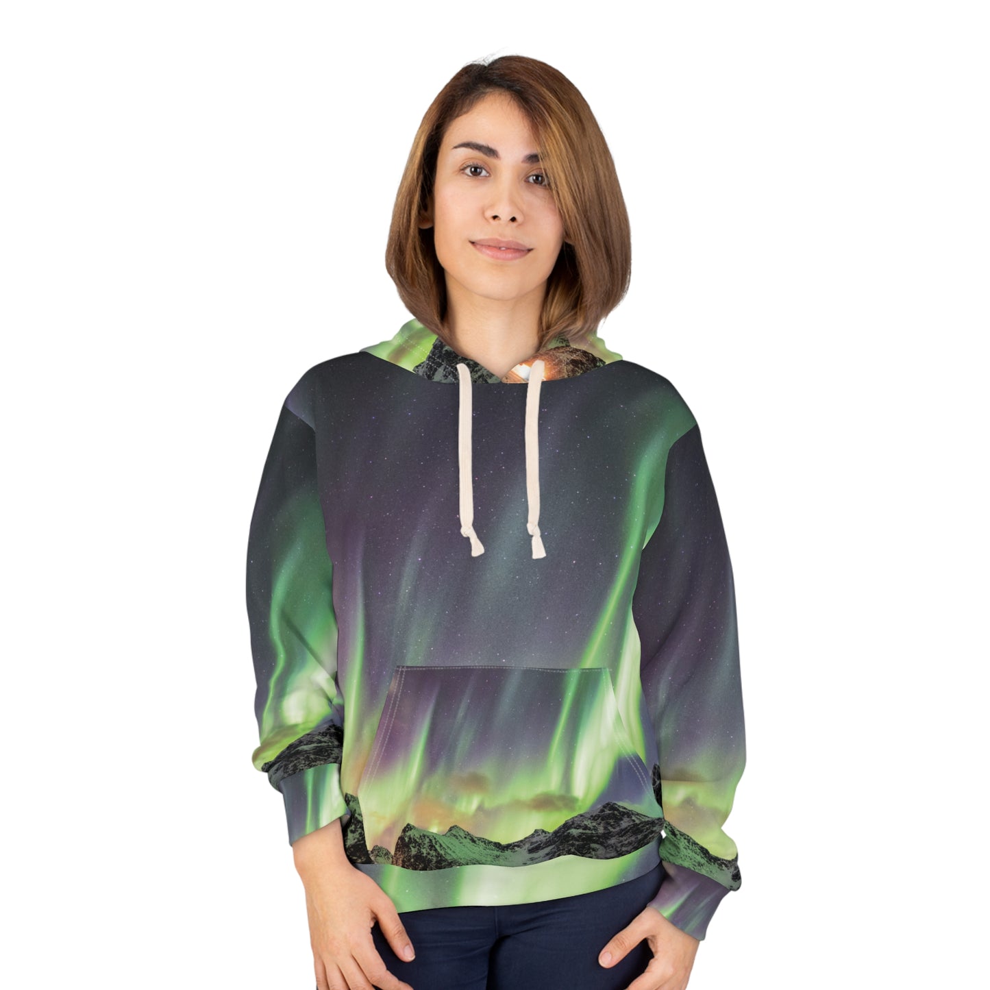 Northern Lights Hoody, Nature Lovers Hoodie, Polyester, Unisex Hoodie