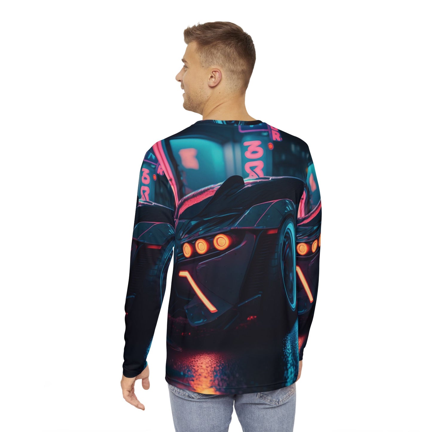 Neon Car Men's Long Sleeve Shirt (AOP)