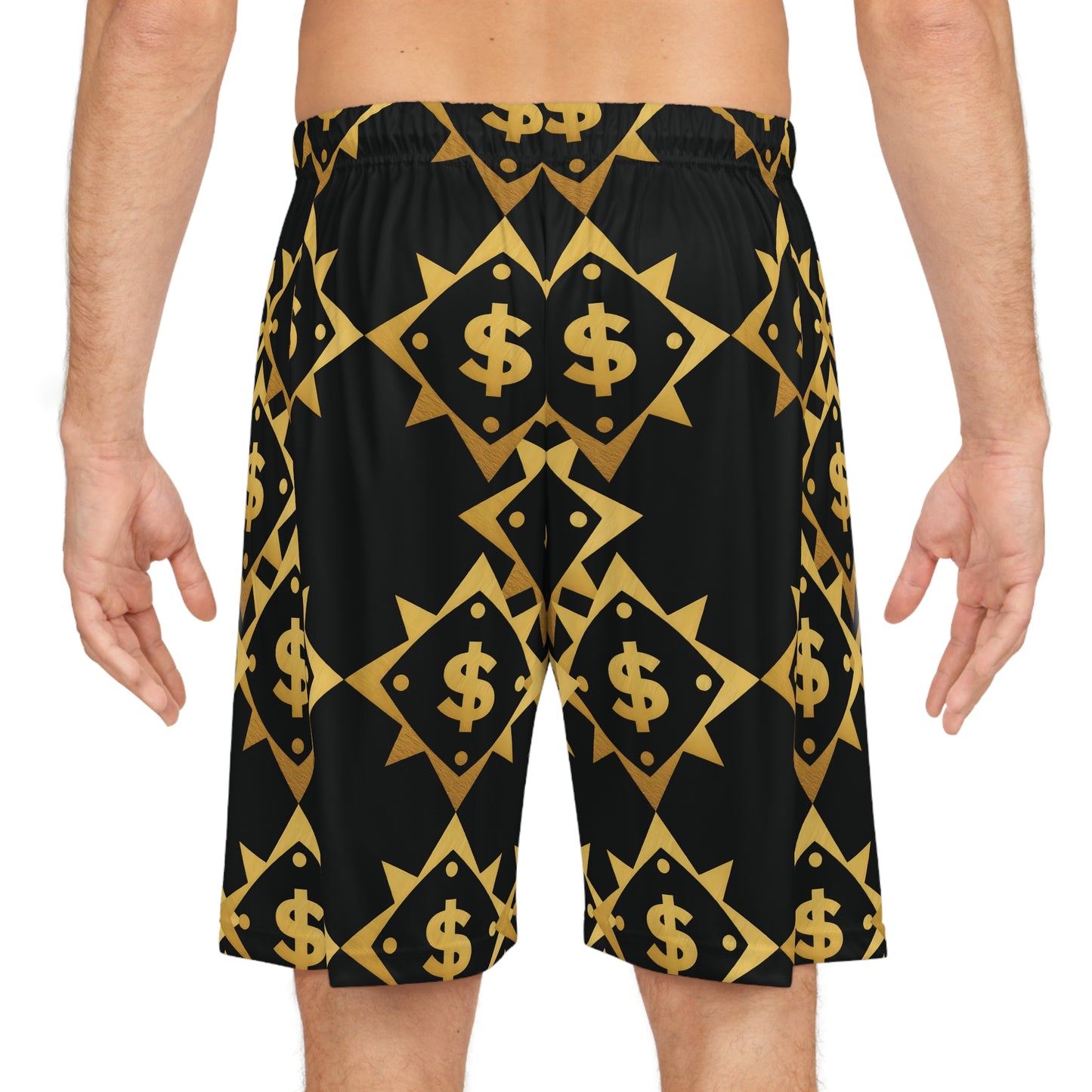 Gold $ Basketball Shorts (AOP)
