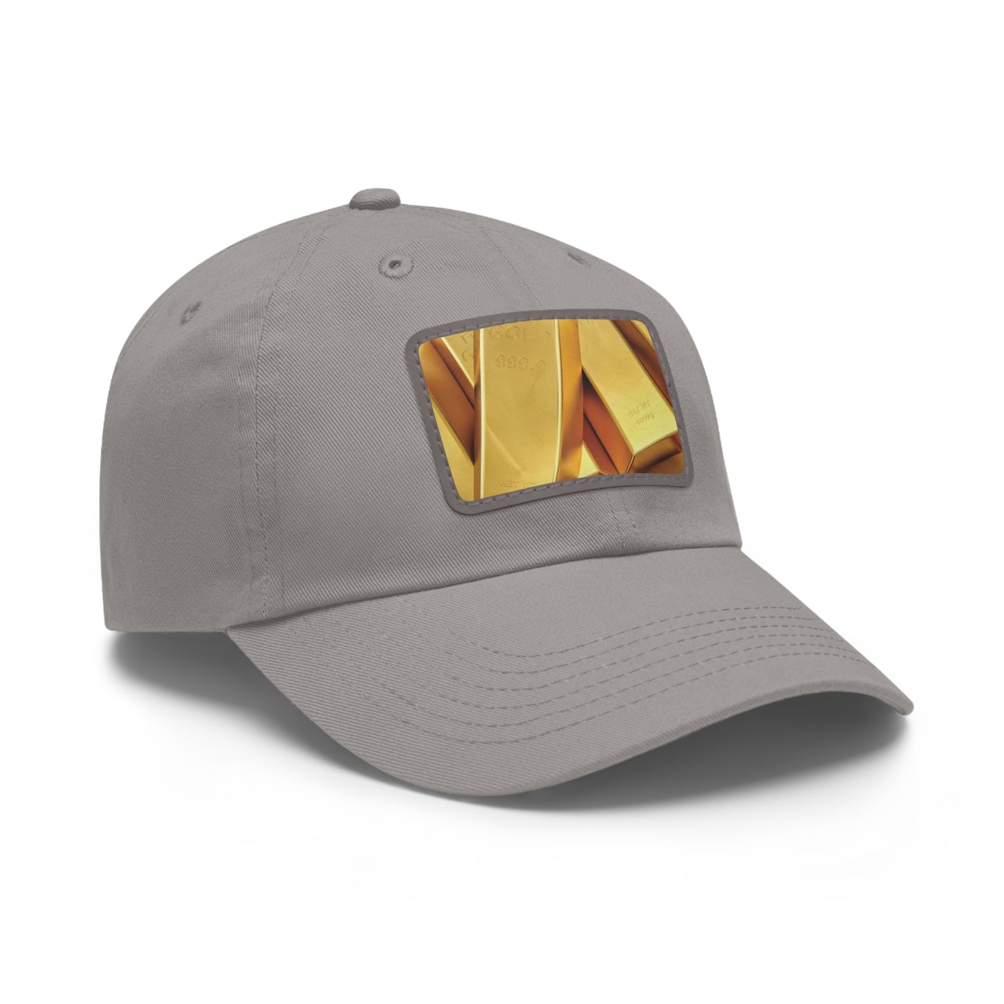 Fine Gold Dad Hat with Leather Patch (Rectangle)