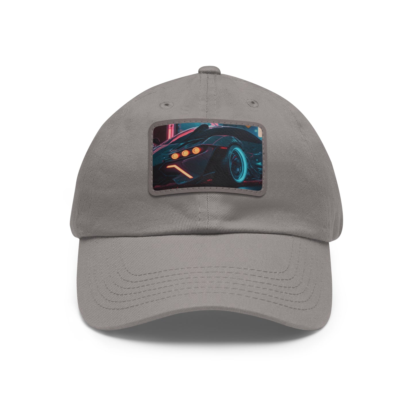 Neon Car Dad Hat with Leather Patch (Rectangle)